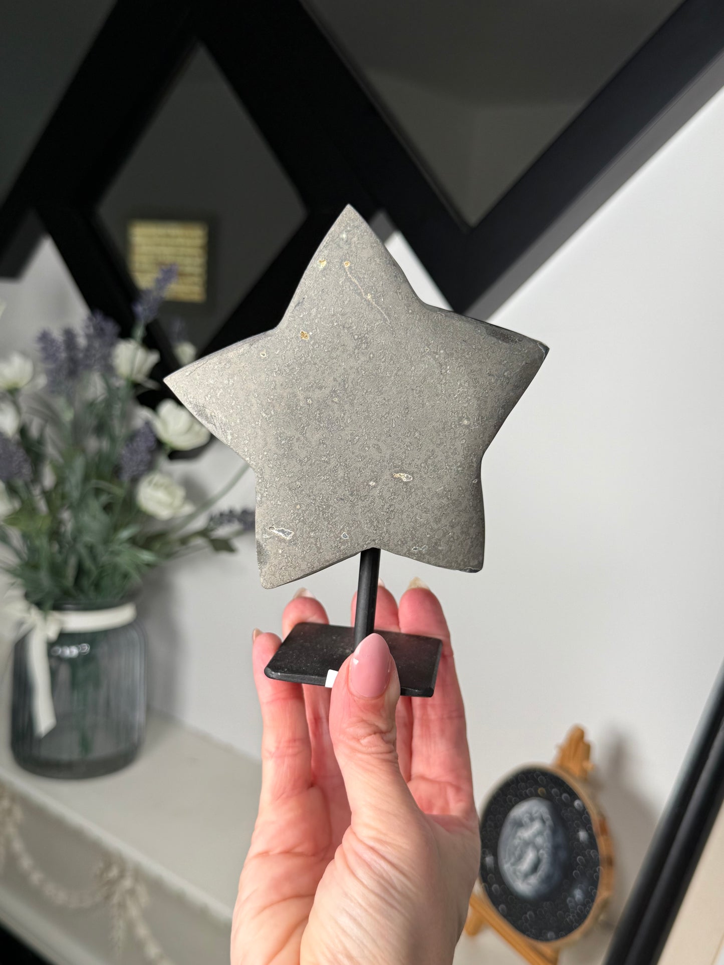 Amethyst Star On Black Stand