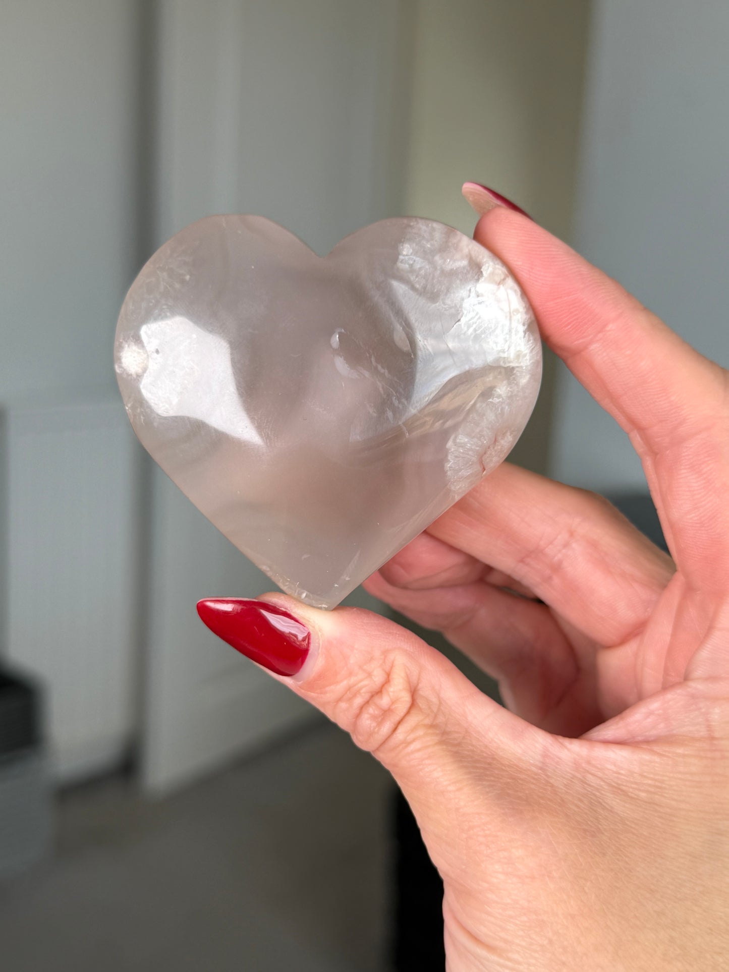 Flower Agate Heart With Stand