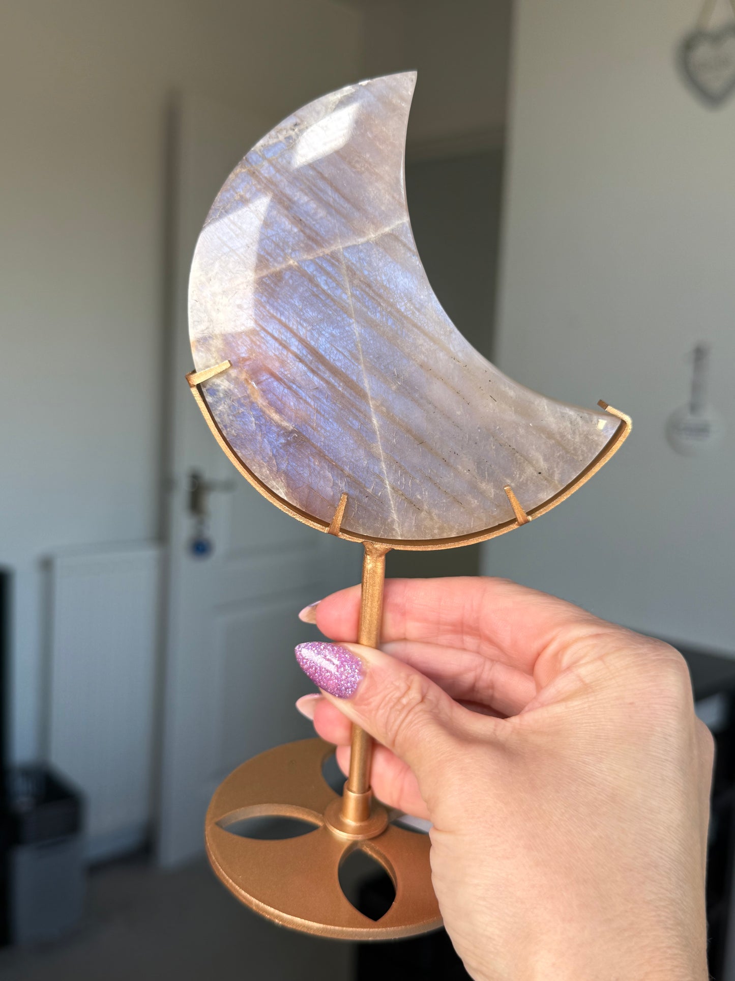 Moonstone Moon On Gold Stand