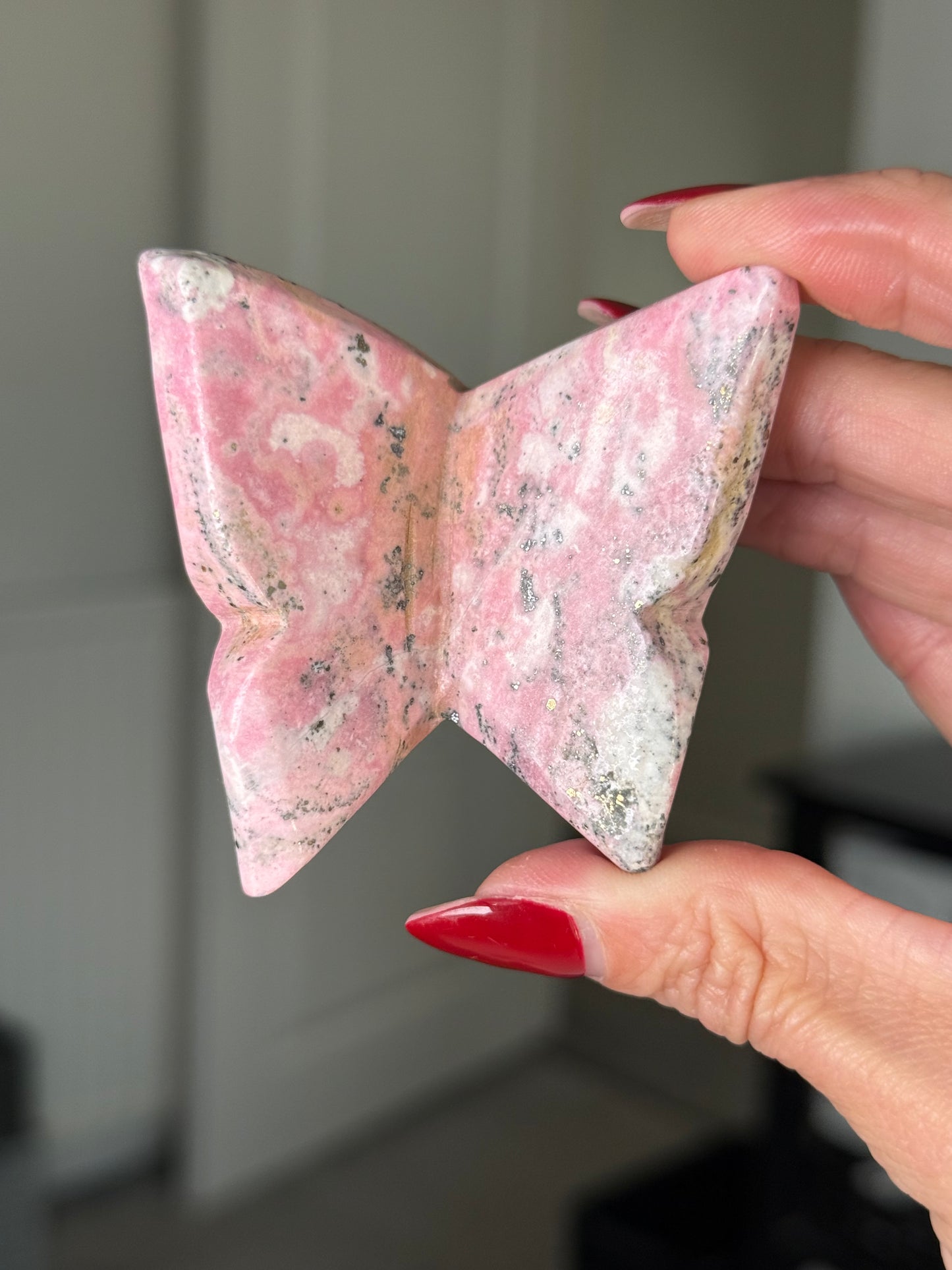 Peruvian Rhodonite Butterfly With Stand