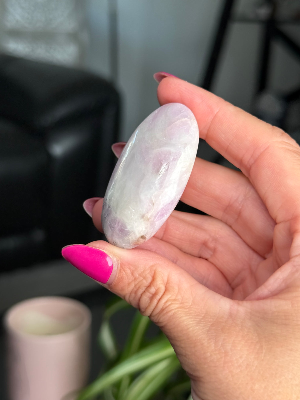 Kunzite Palm Stone