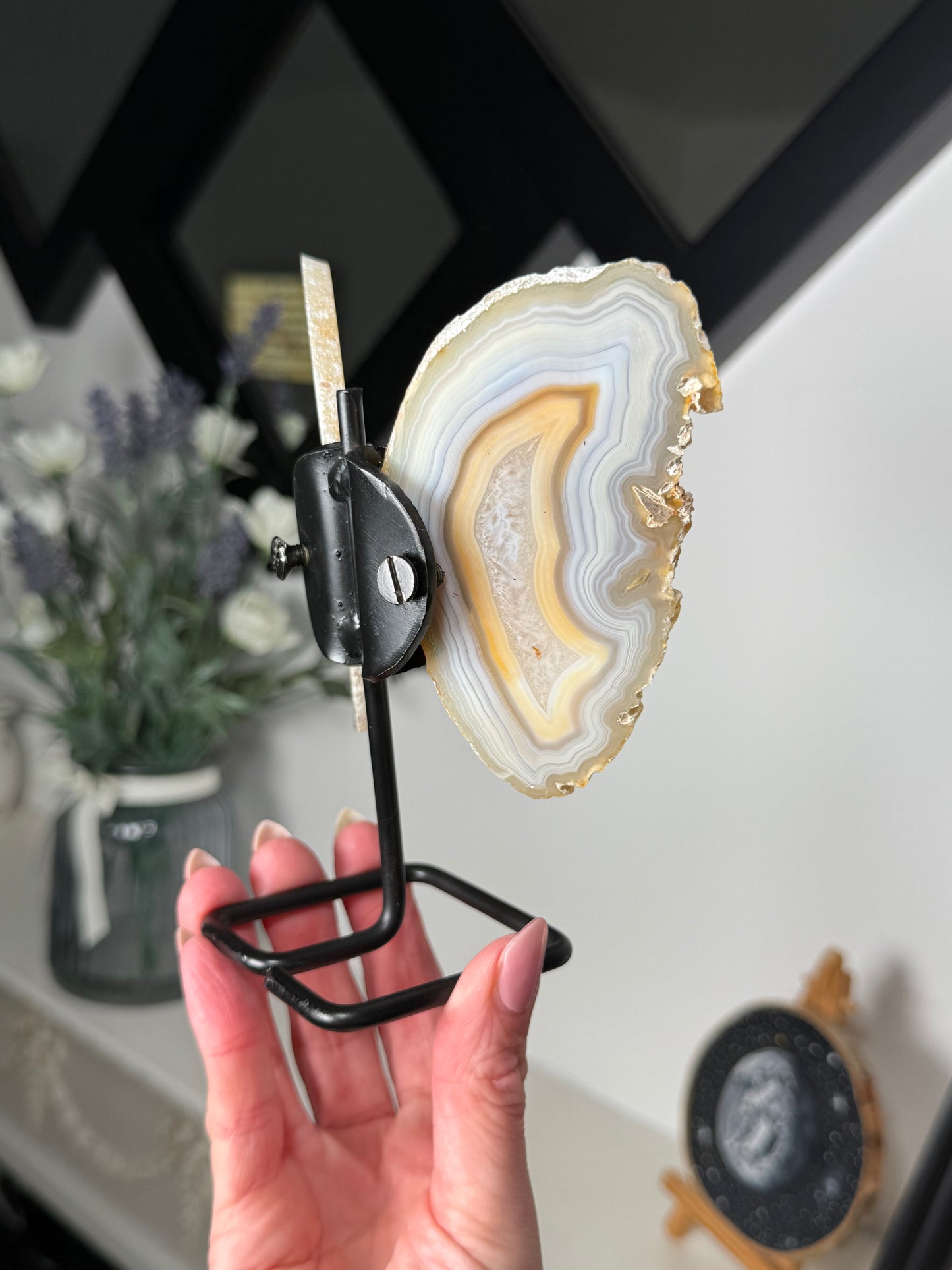 Agate Wings On Black Stand