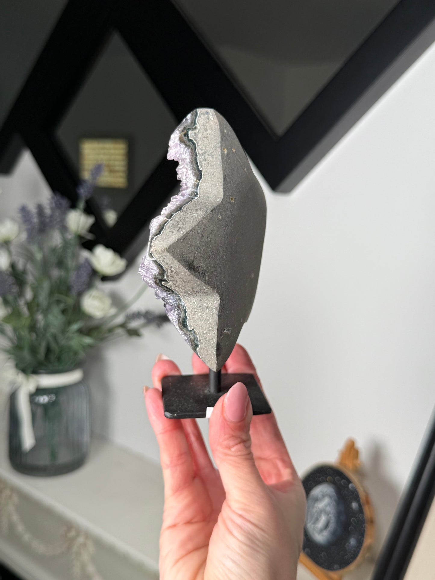 Amethyst Star On Black Stand