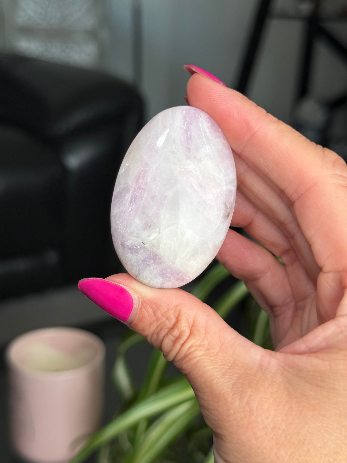 Kunzite Palm Stone