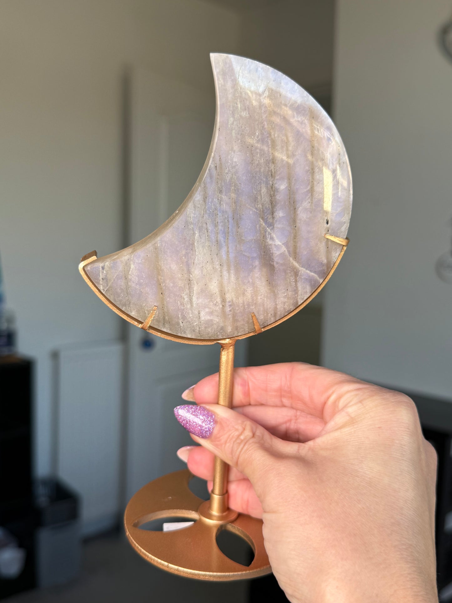Moonstone Moon On Gold Stand
