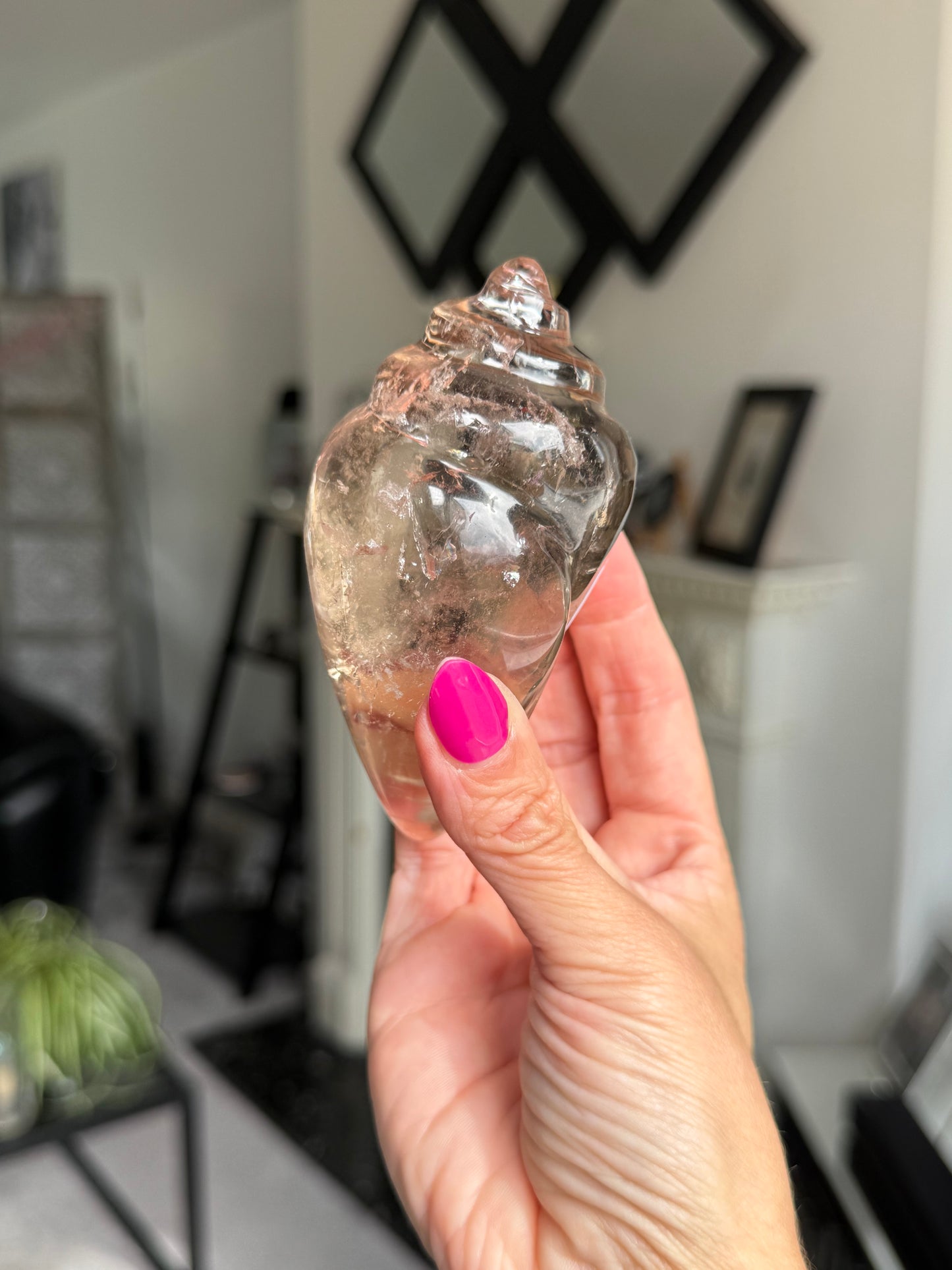 Master Carved Smokey Quartz Shell