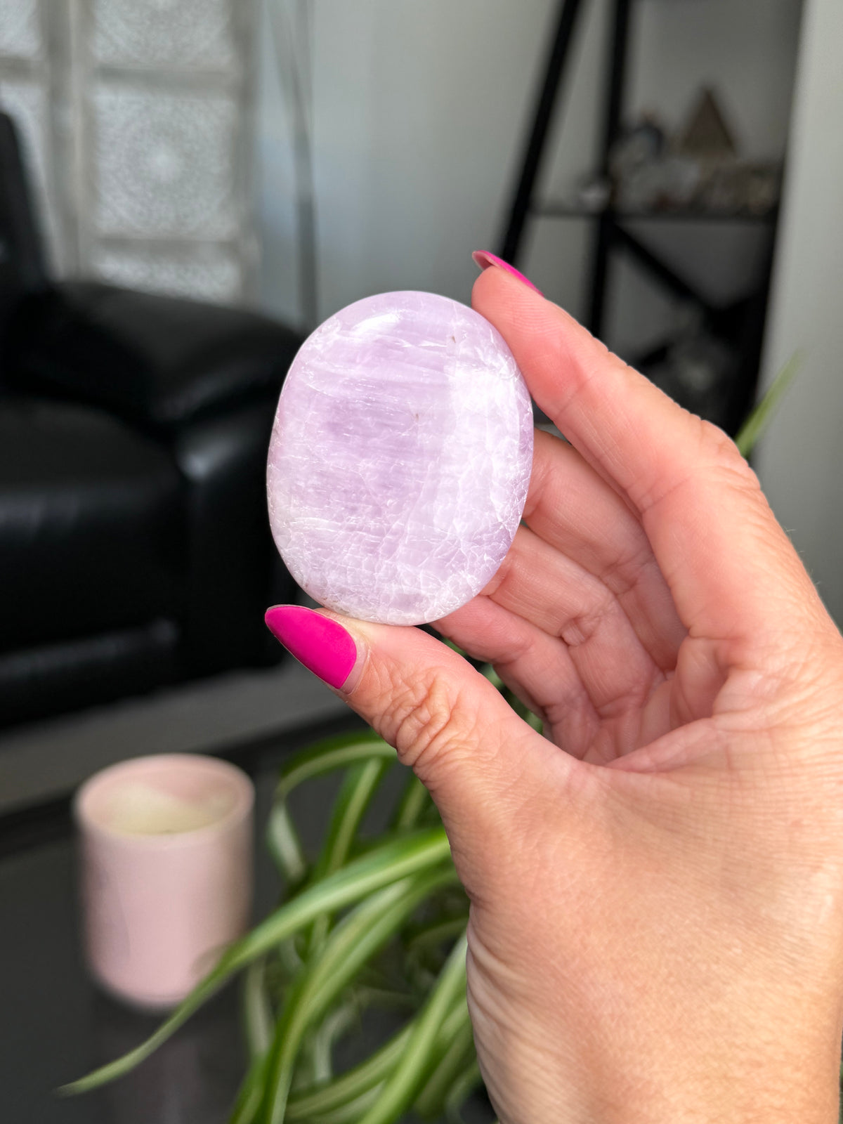 Kunzite Palm Stone
