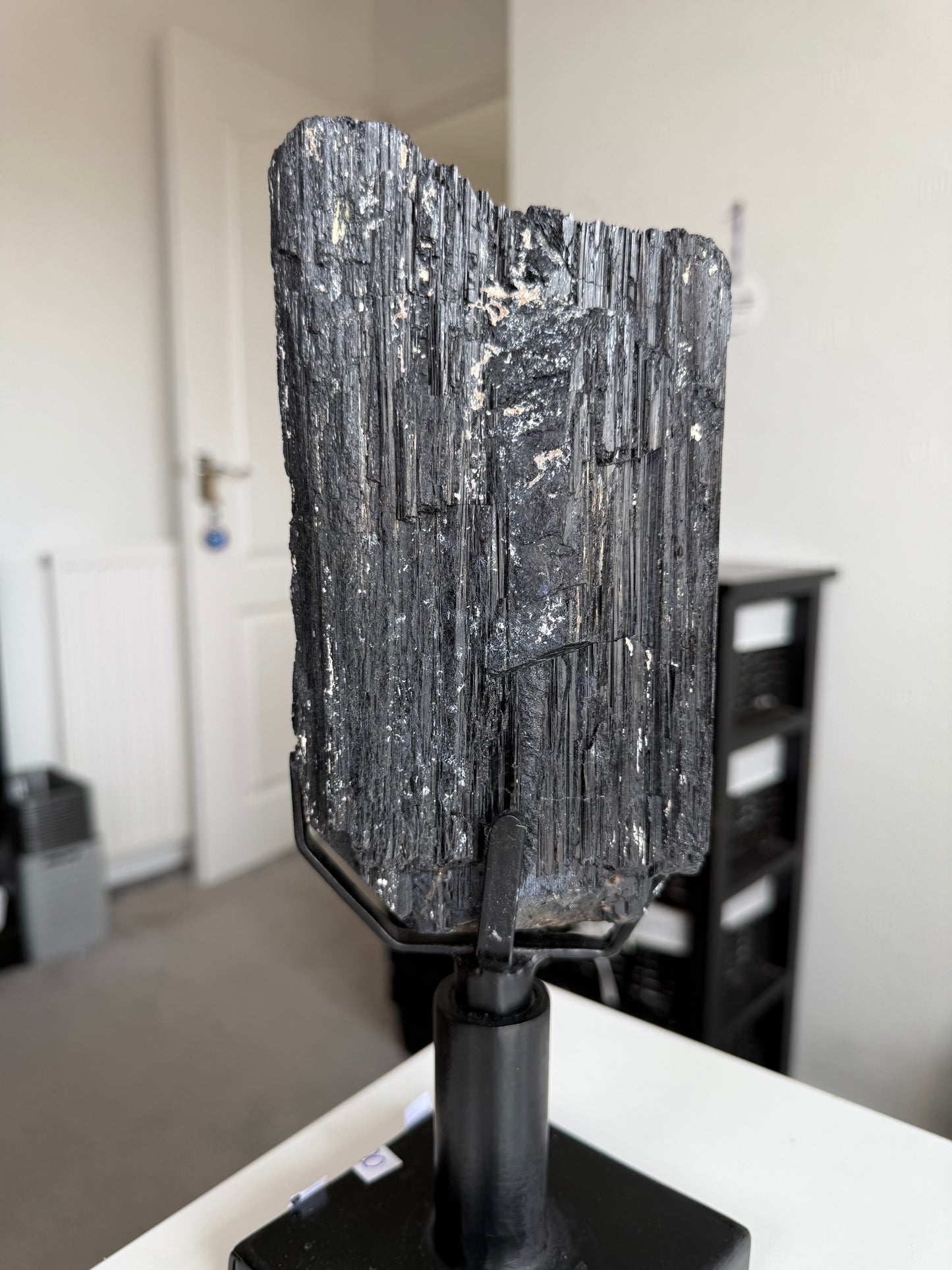 Black Tourmaline On Spinning Black Stand