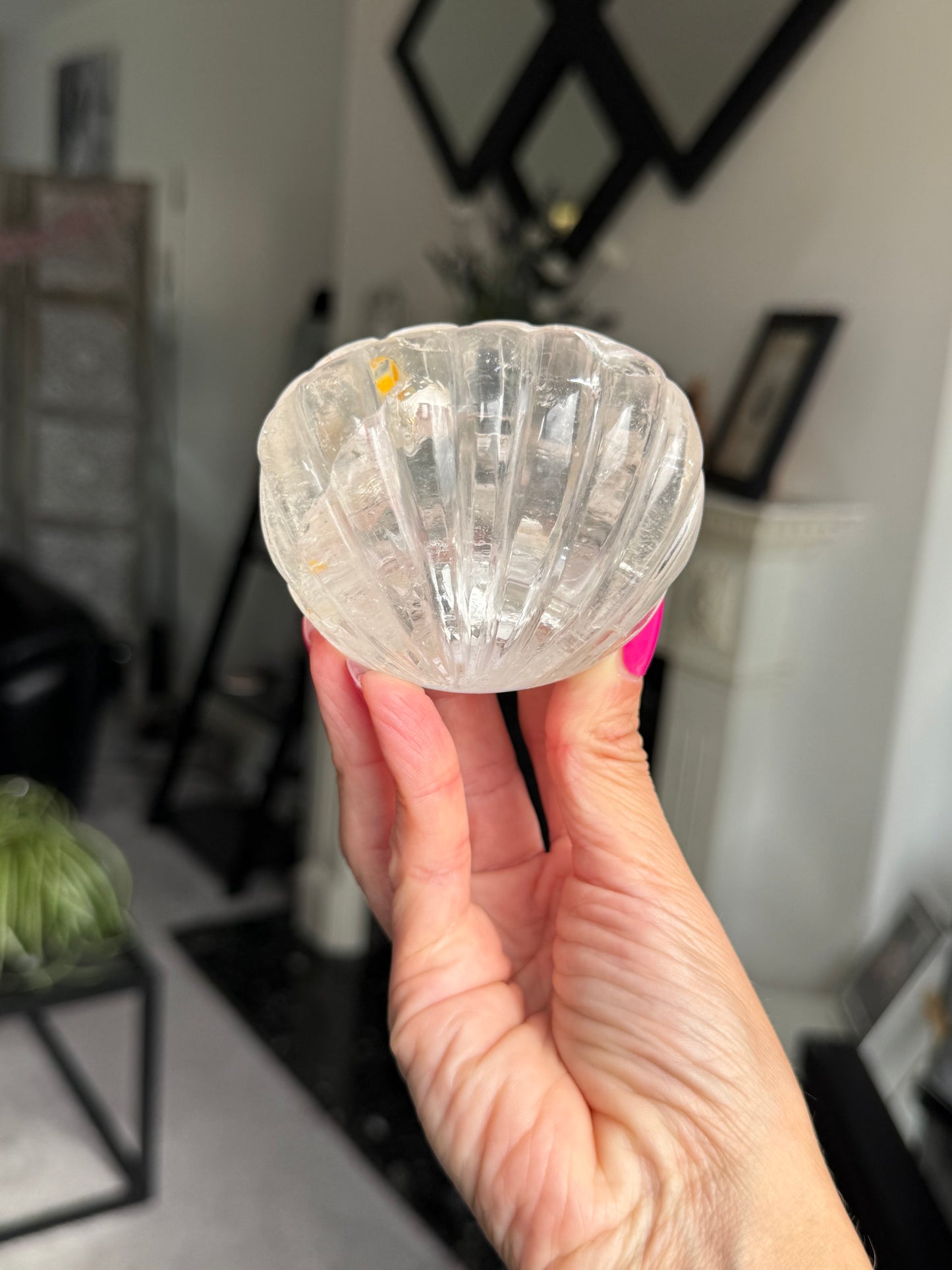 Master Carved Clear Quartz Shell