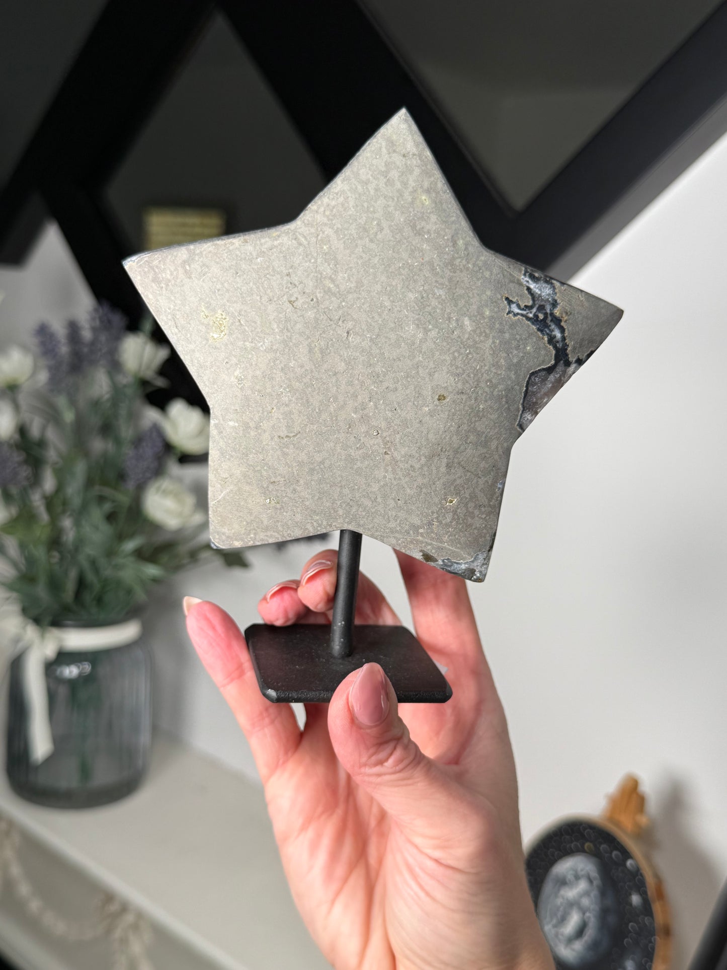 Amethyst Star On Black Stand