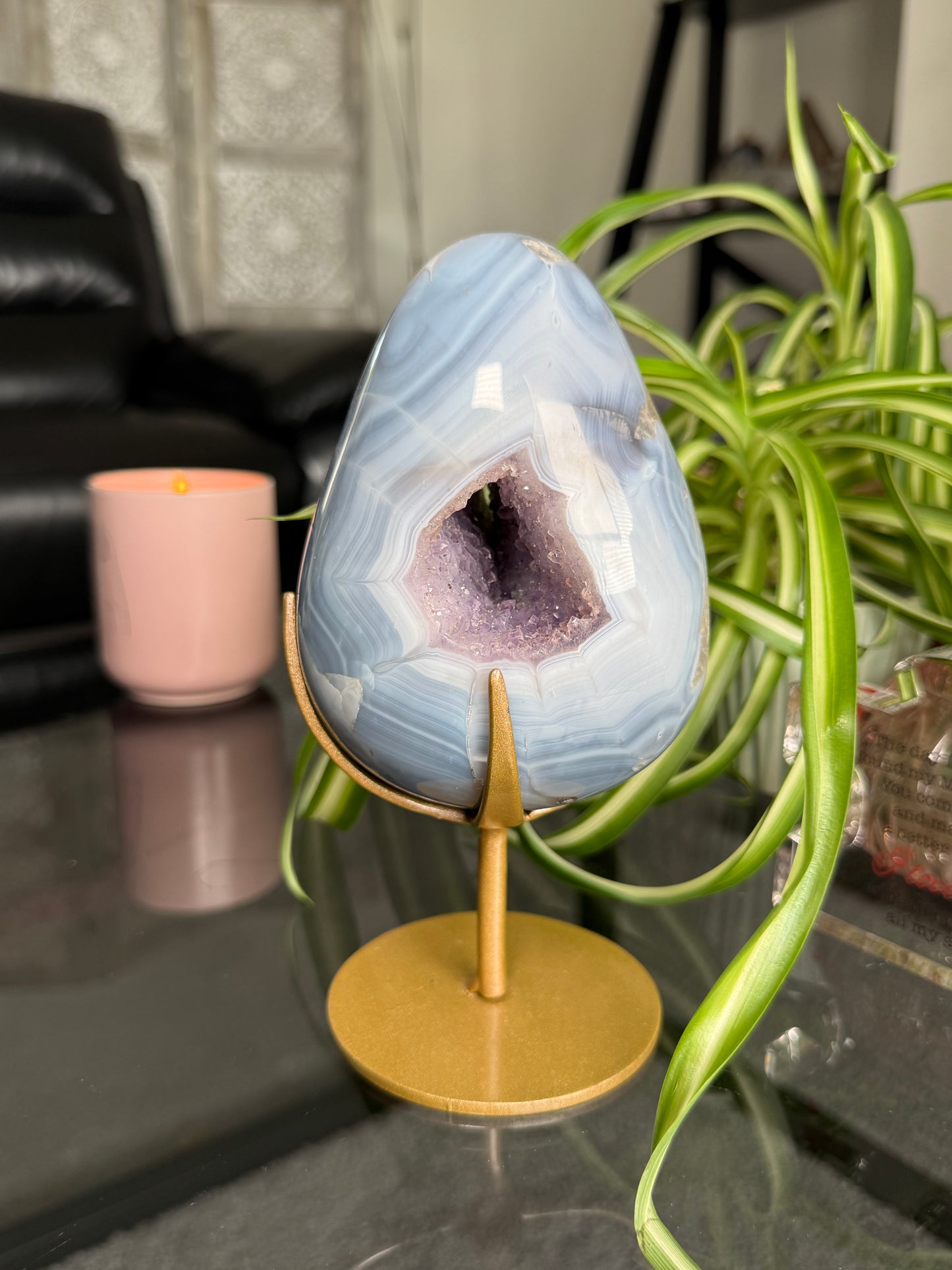 Amethyst Agate Egg On Stand