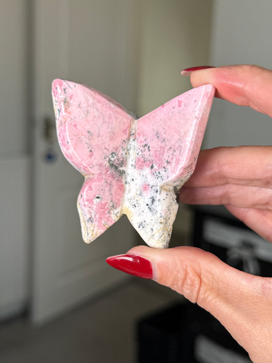 Peruvian Rhodonite Butterfly With Stand