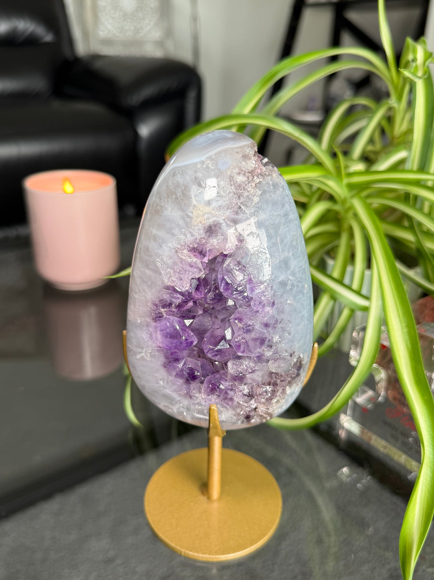 Amethyst Agate Egg On Stand