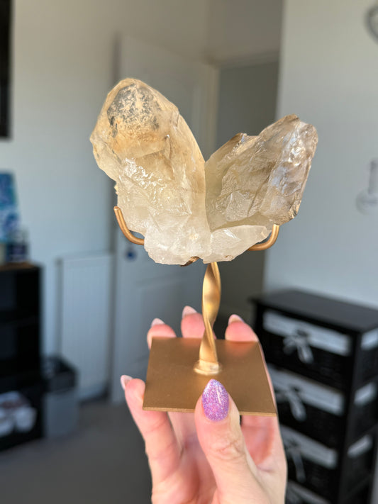 Natural Unpolished Citrine On Stand