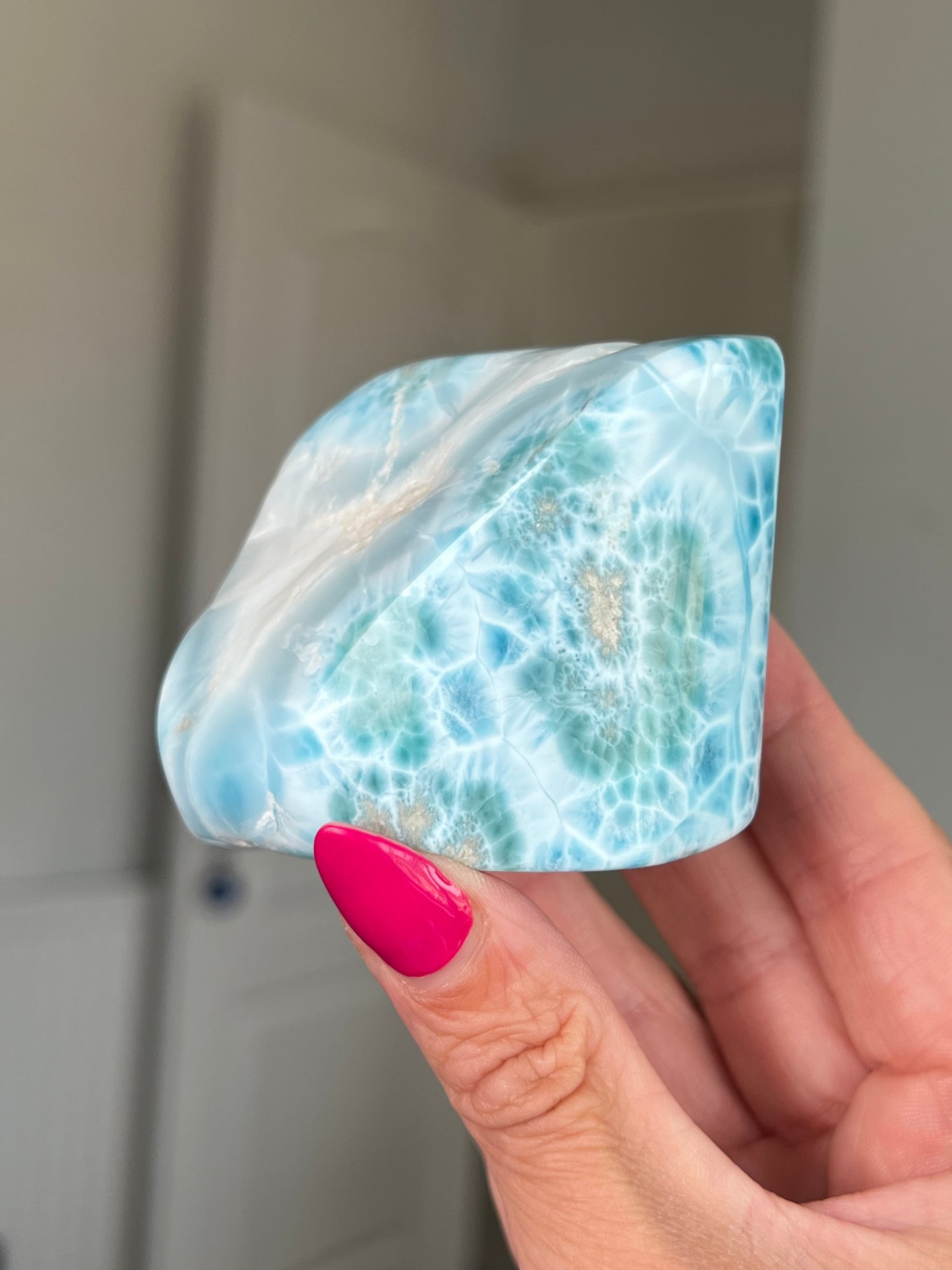 Larimar Core On Glass Stand