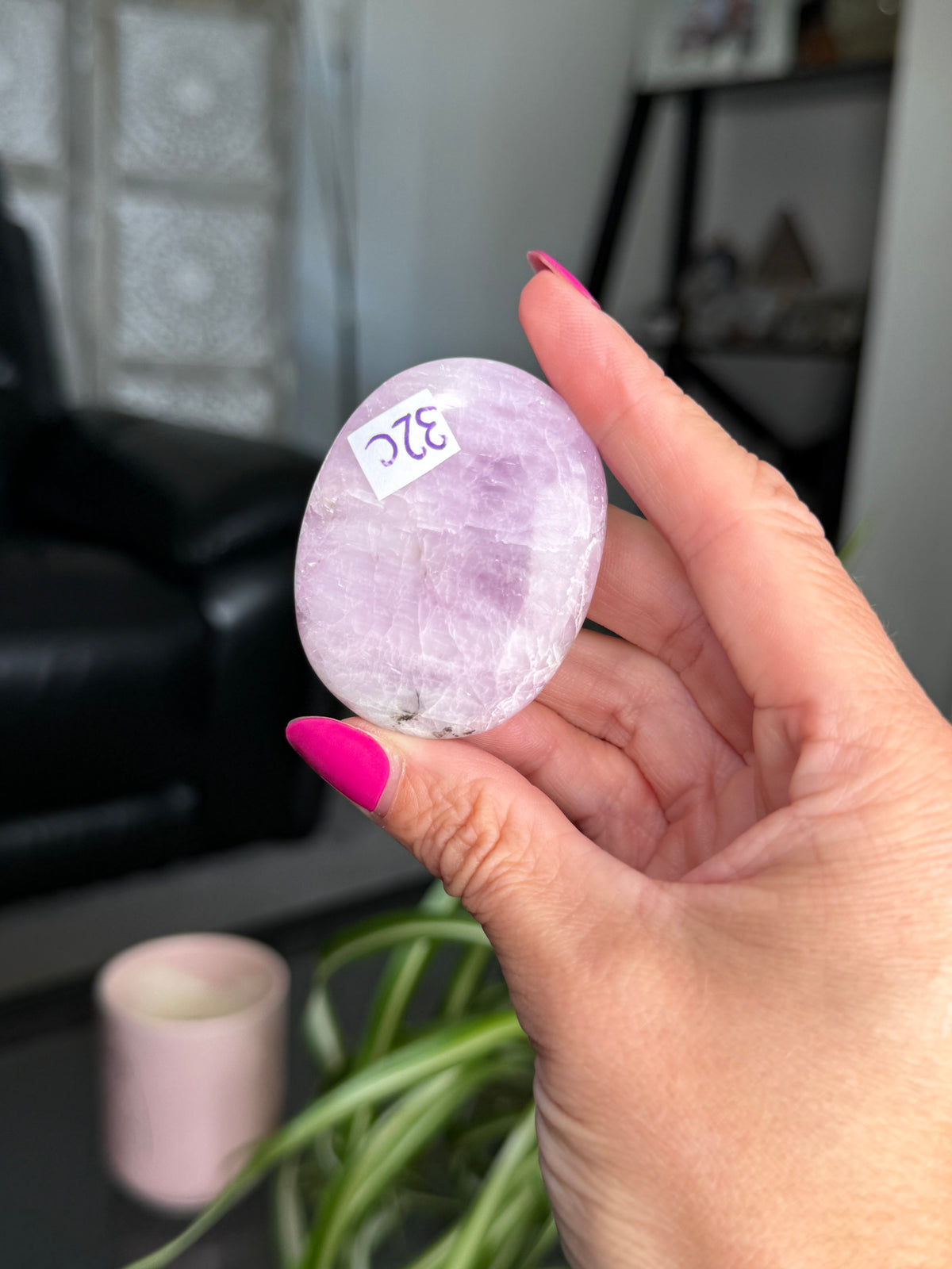 Kunzite Palm Stone