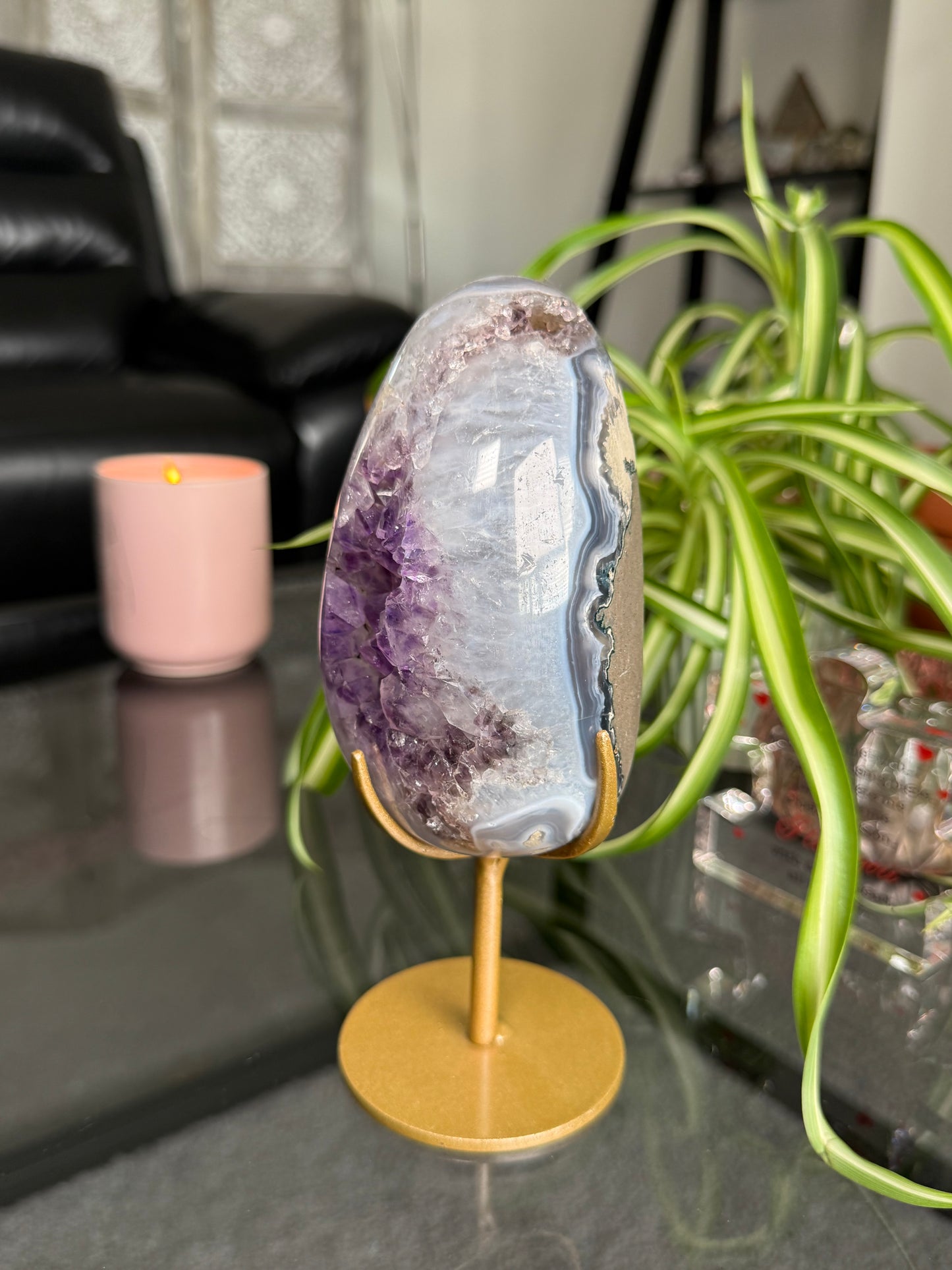 Amethyst Agate Egg On Stand