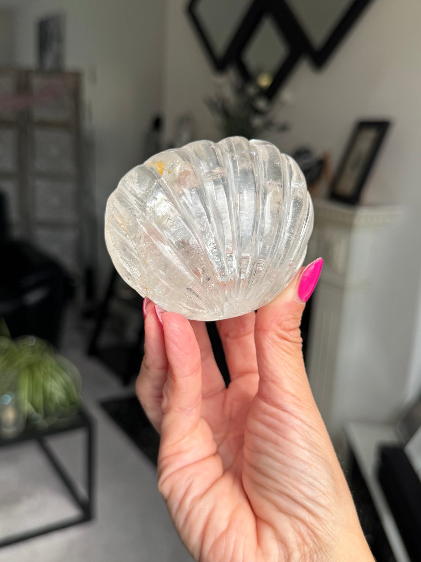 Master Carved Clear Quartz Shell