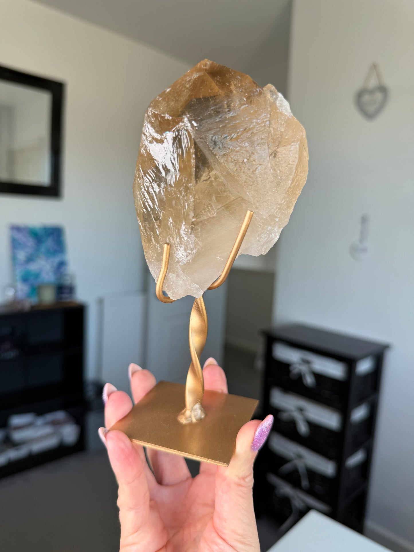 Natural Unpolished Citrine On Stand