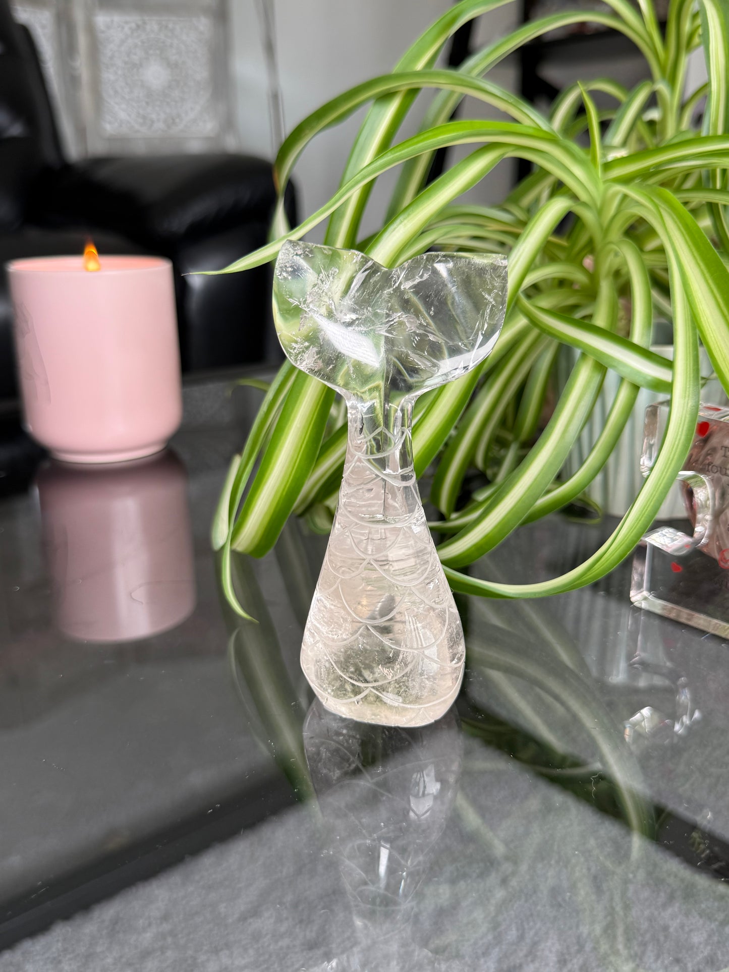 Master Carved Mermaid Tail - Clear Quartz