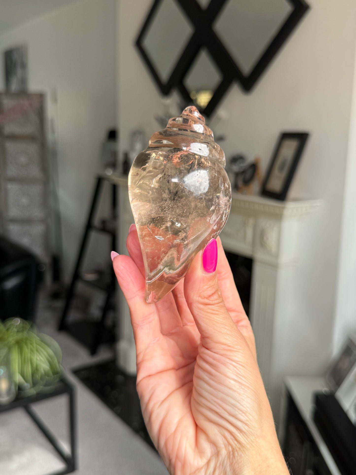 Master Carved Smokey Quartz Shell