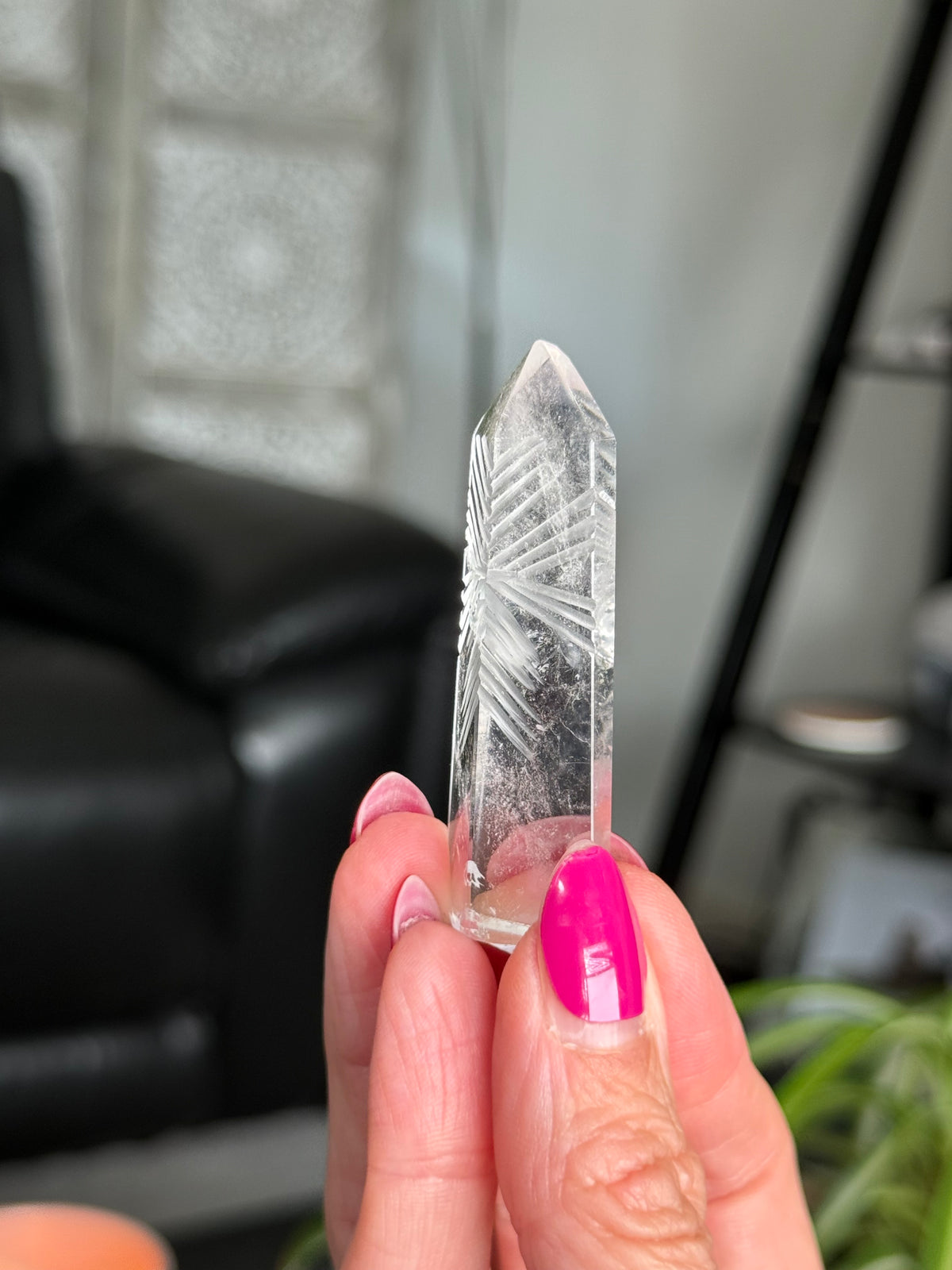 Clear Quartz Star Etched Tower