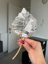 Load image into Gallery viewer, High Grade Brazilian Clear Quartz Sculpture On Gold Twisty Stand
