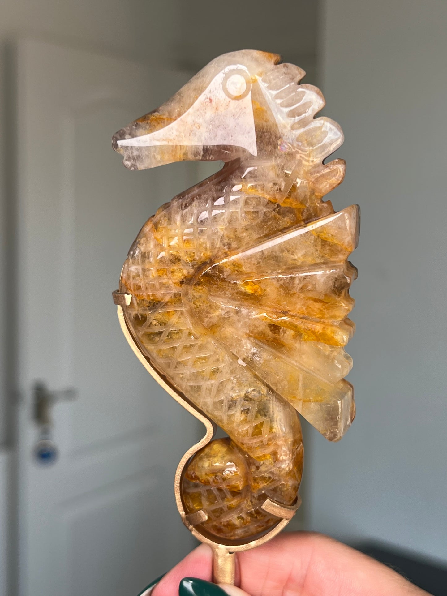 Golden Healer Seahorse On Gold Stand