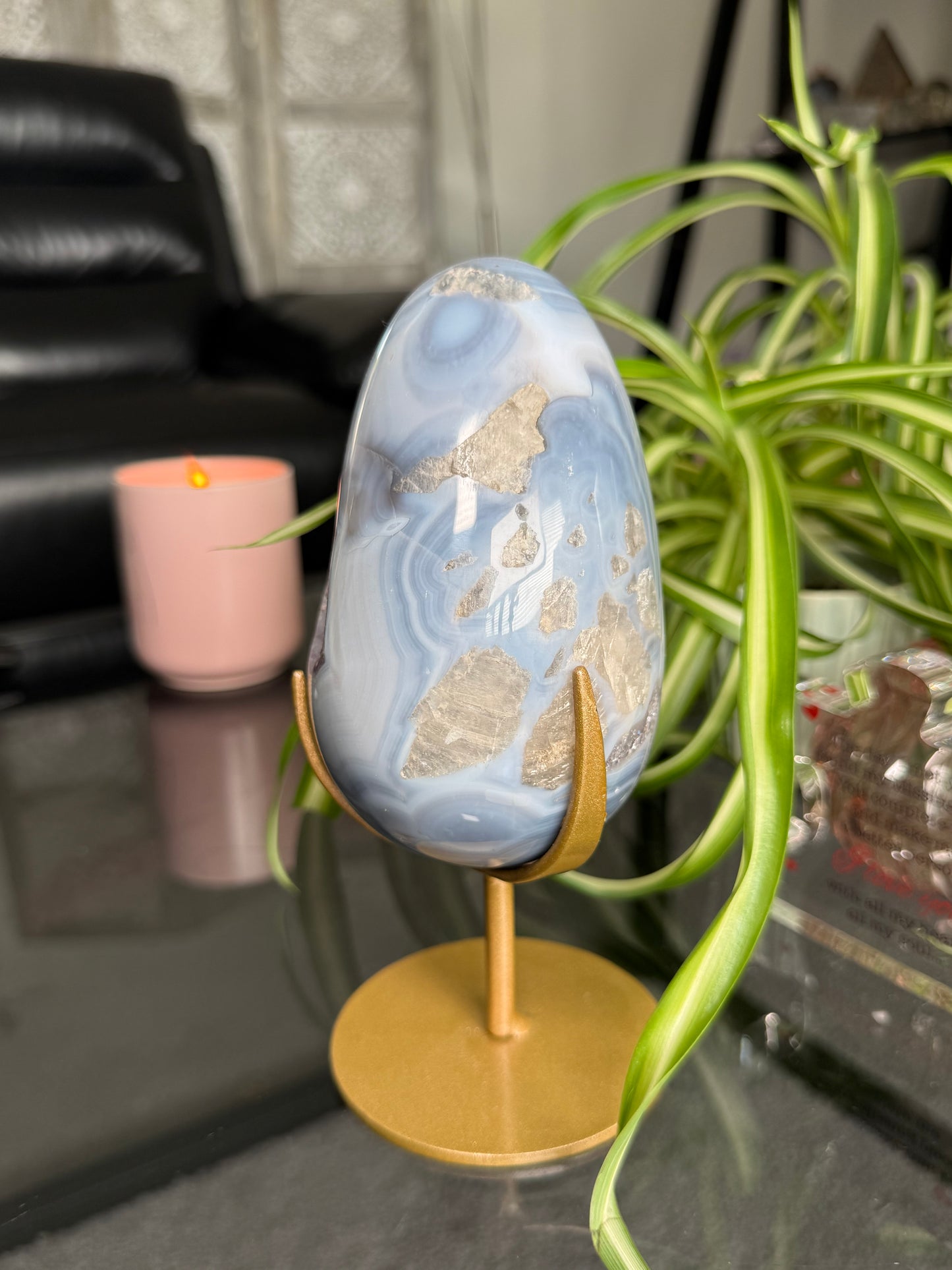 Amethyst Agate Egg On Stand