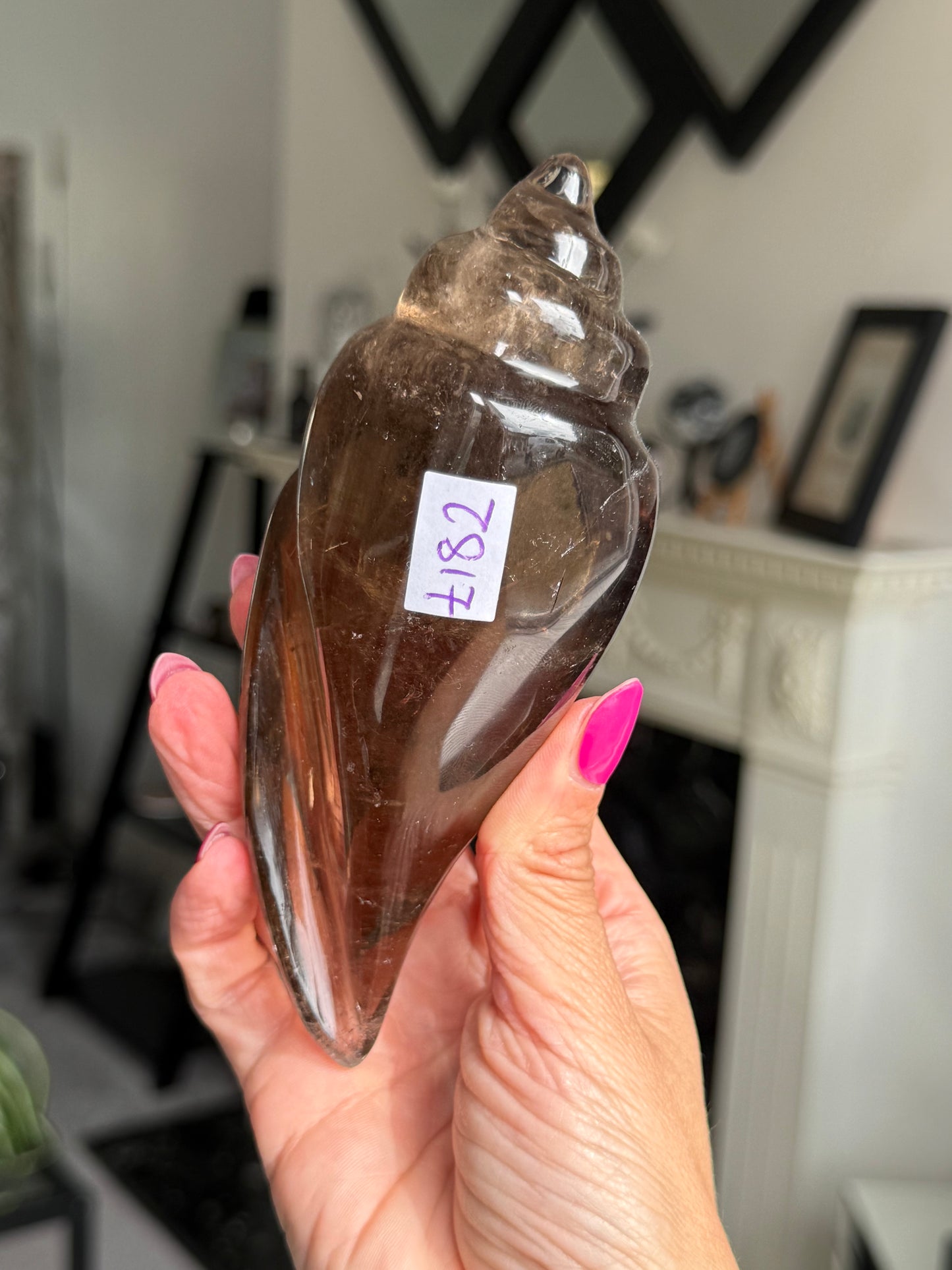 Master Carved Smokey Quartz Shell WITH RUTILE