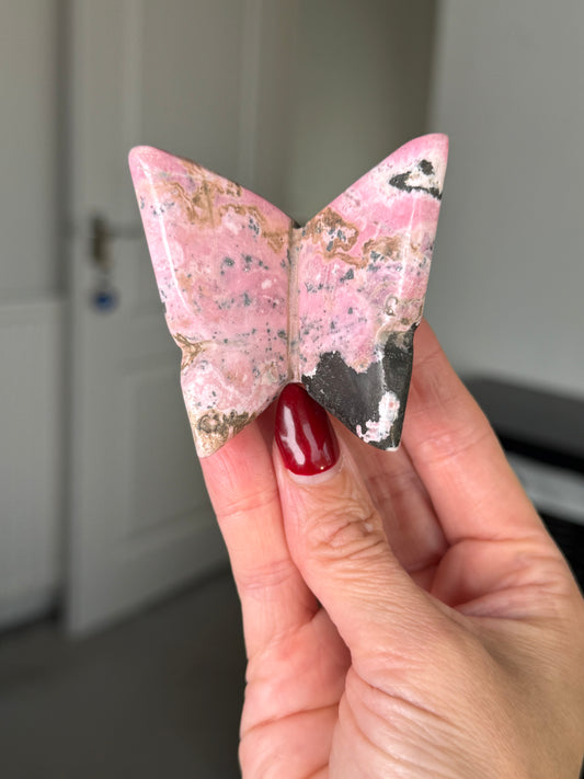 Peruvian Rhodonite Butterfly With Stand