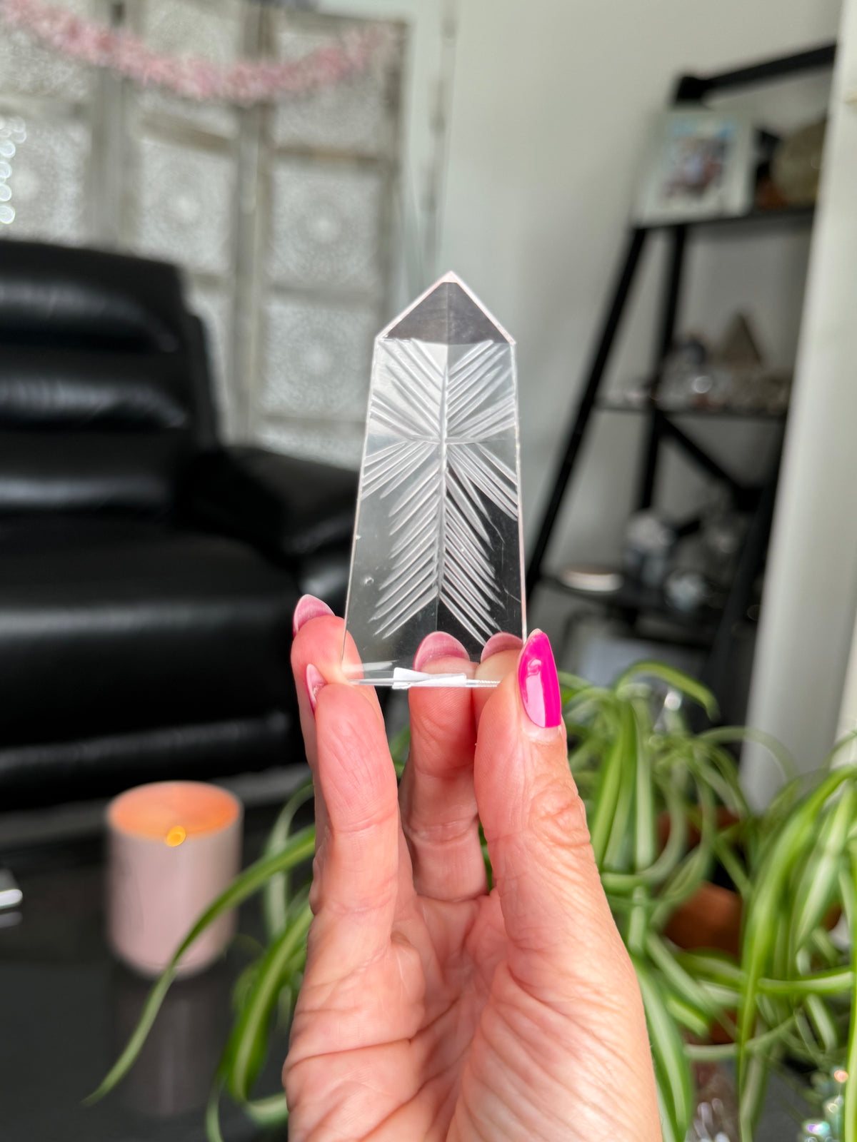 Clear Quartz Star Etched Tower