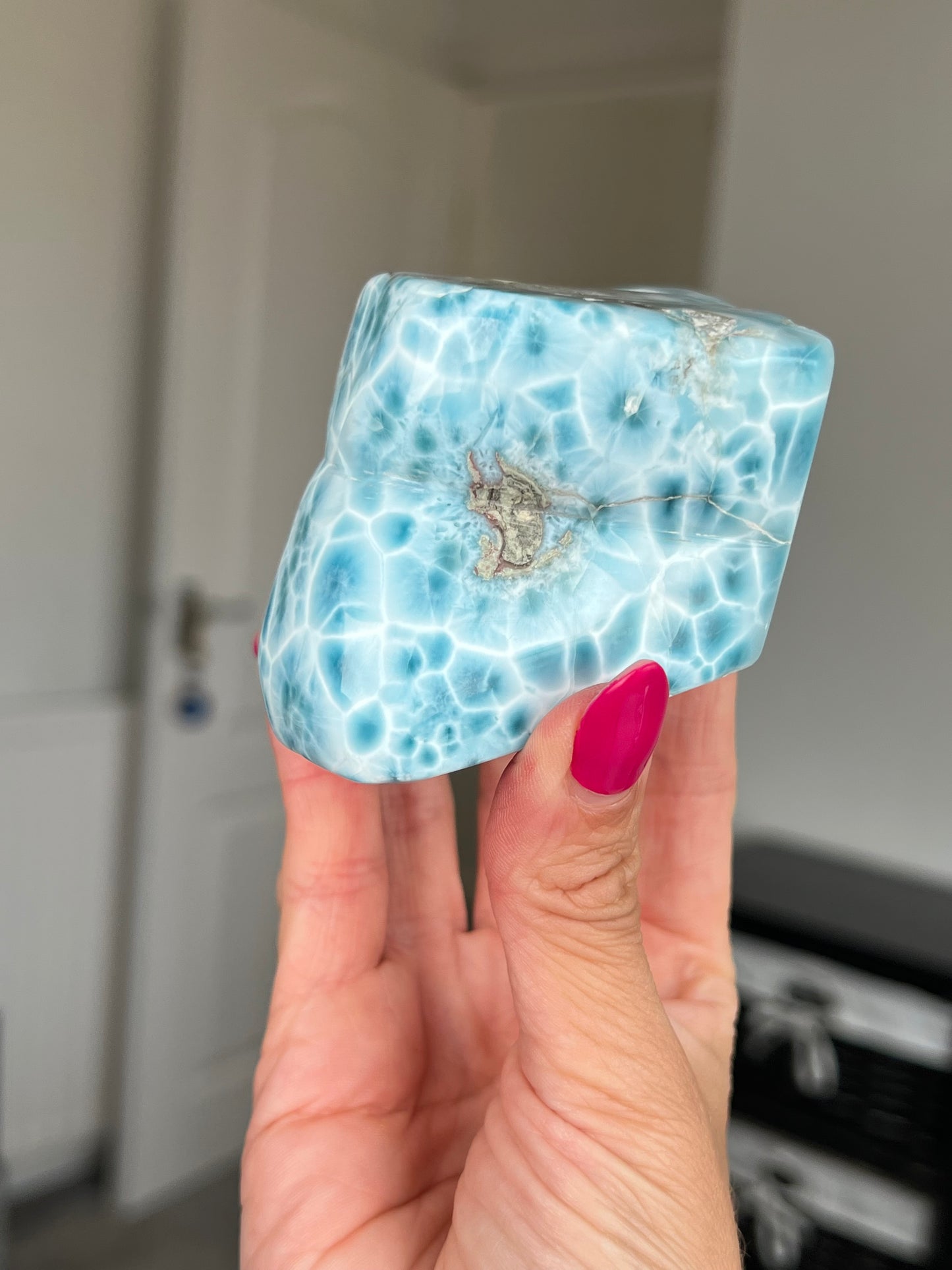 Larimar Core On Glass Stand