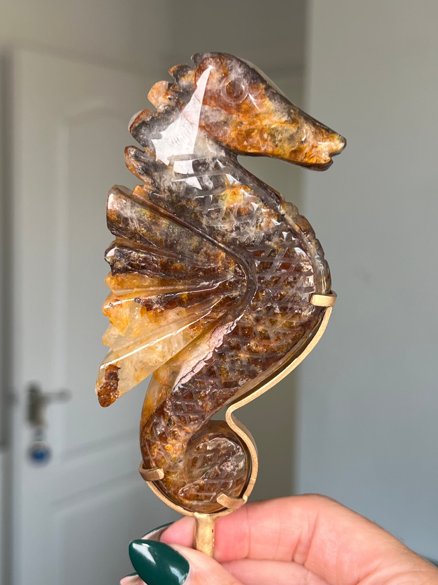 Golden Healer Seahorse On Gold Stand