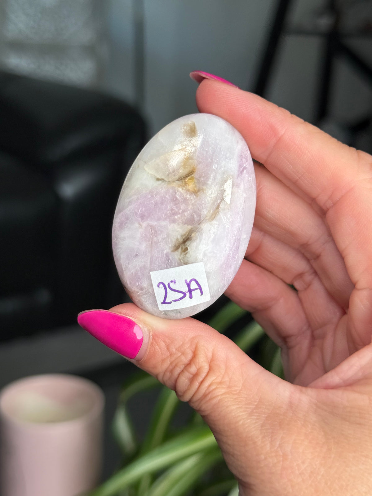 Kunzite Palm Stone