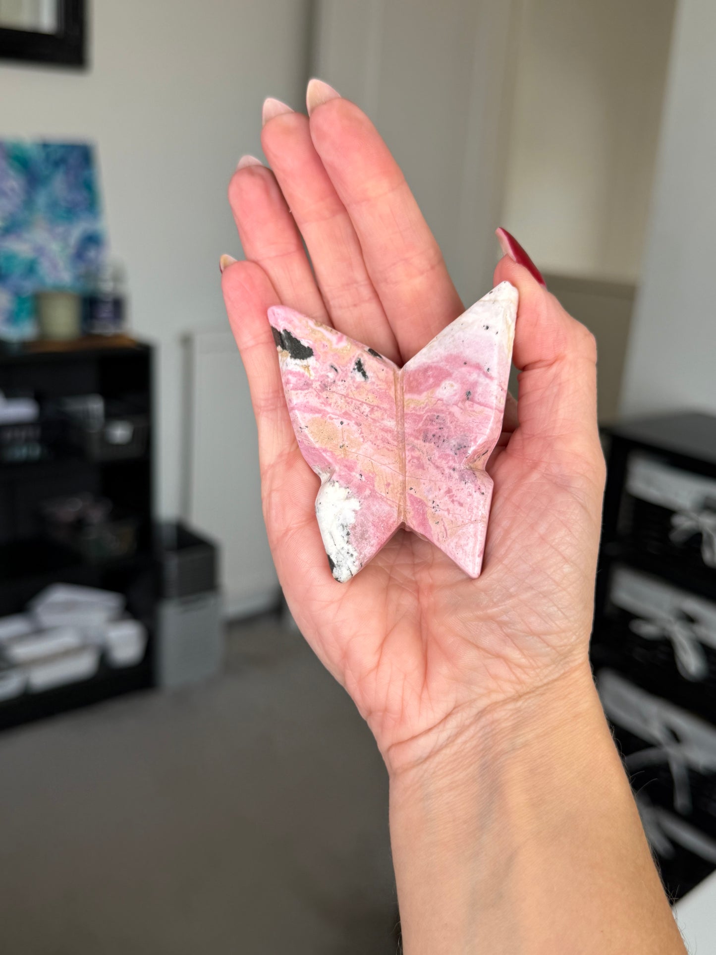Peruvian Rhodonite Butterfly With Stand