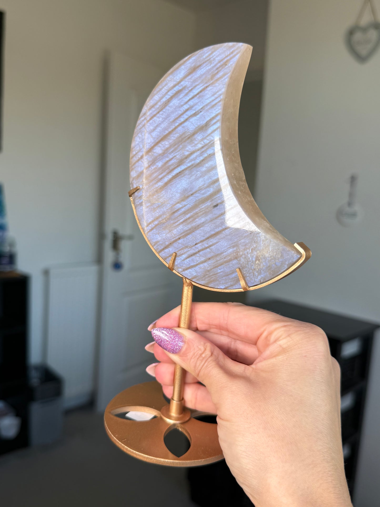 Moonstone Moon On Gold Stand