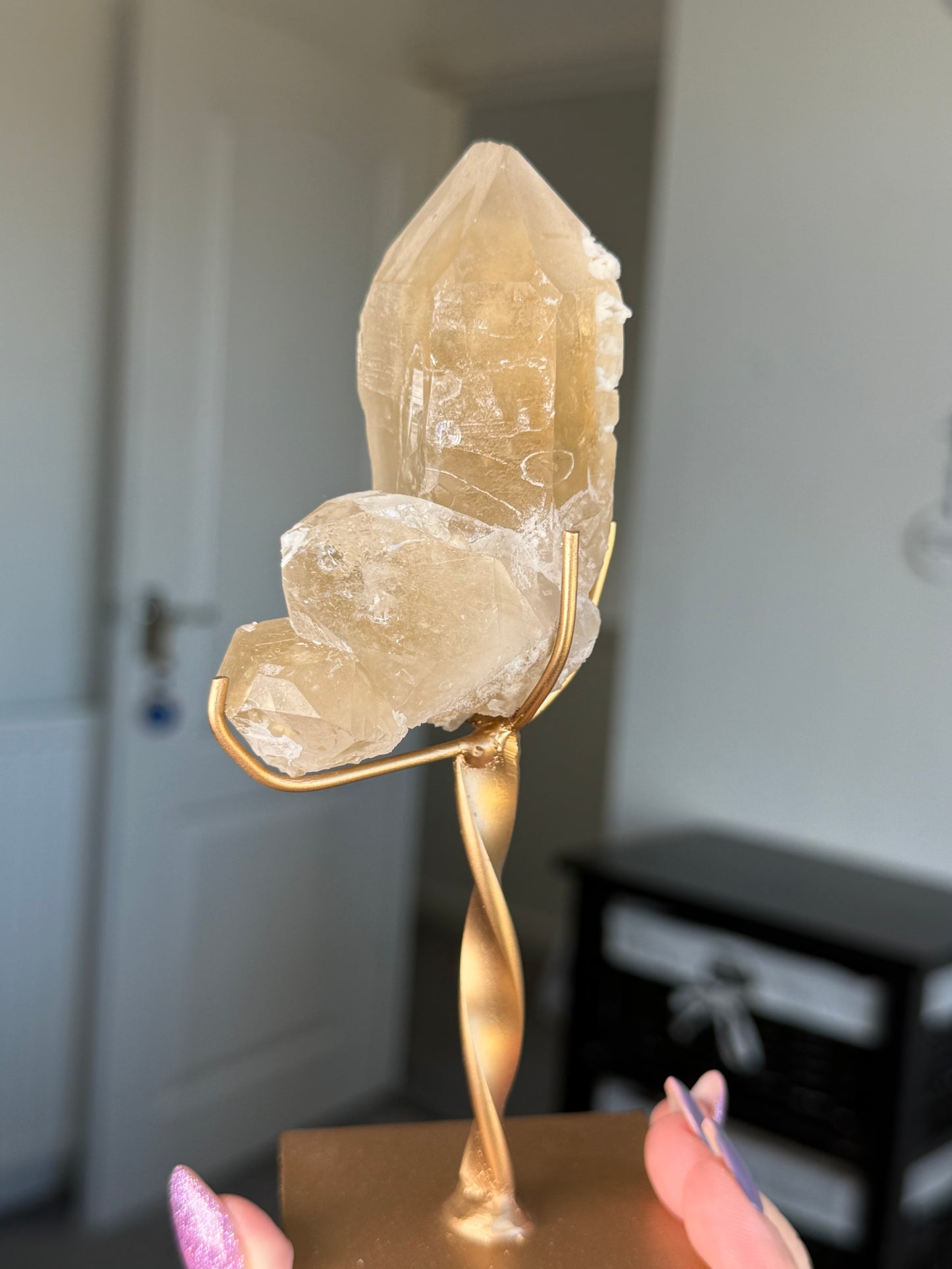 Natural Unpolished Citrine On Stand