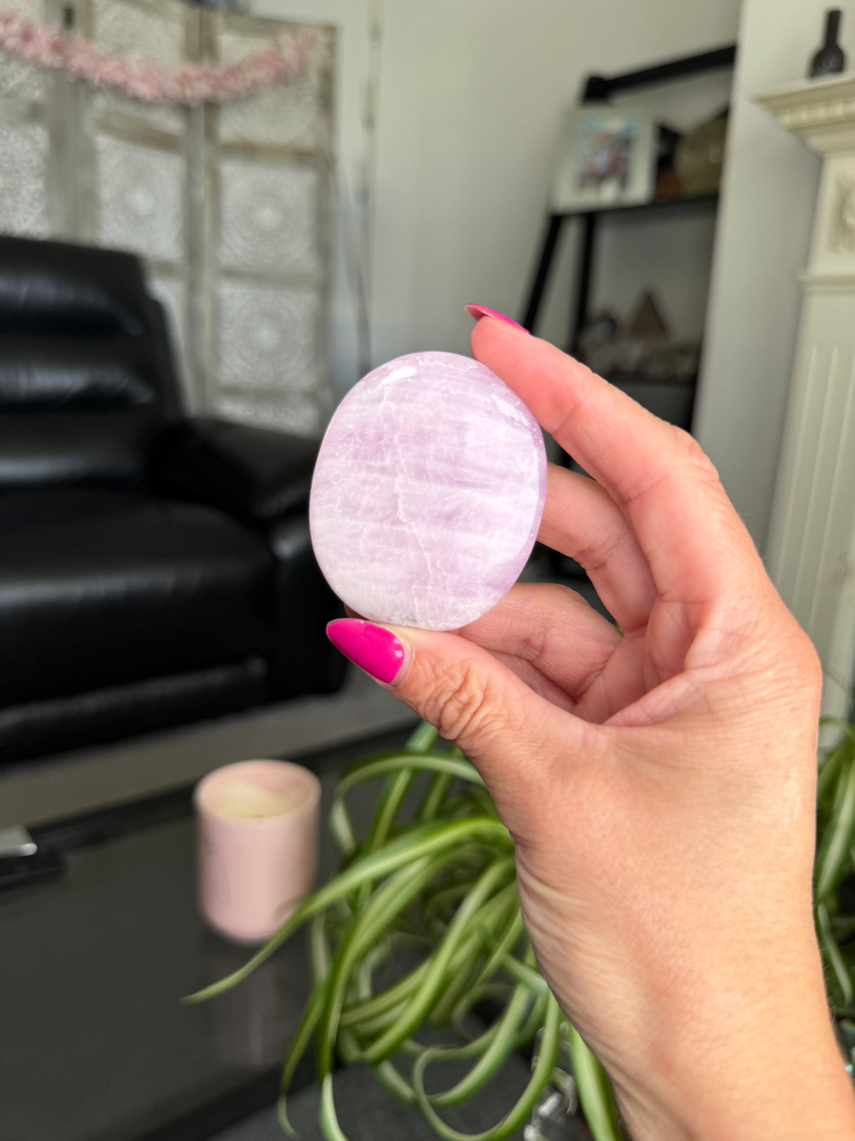 Kunzite Palm Stone