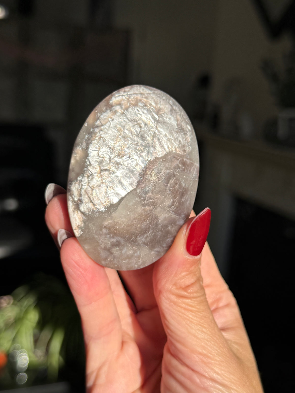 Gem Lepidolite Palm