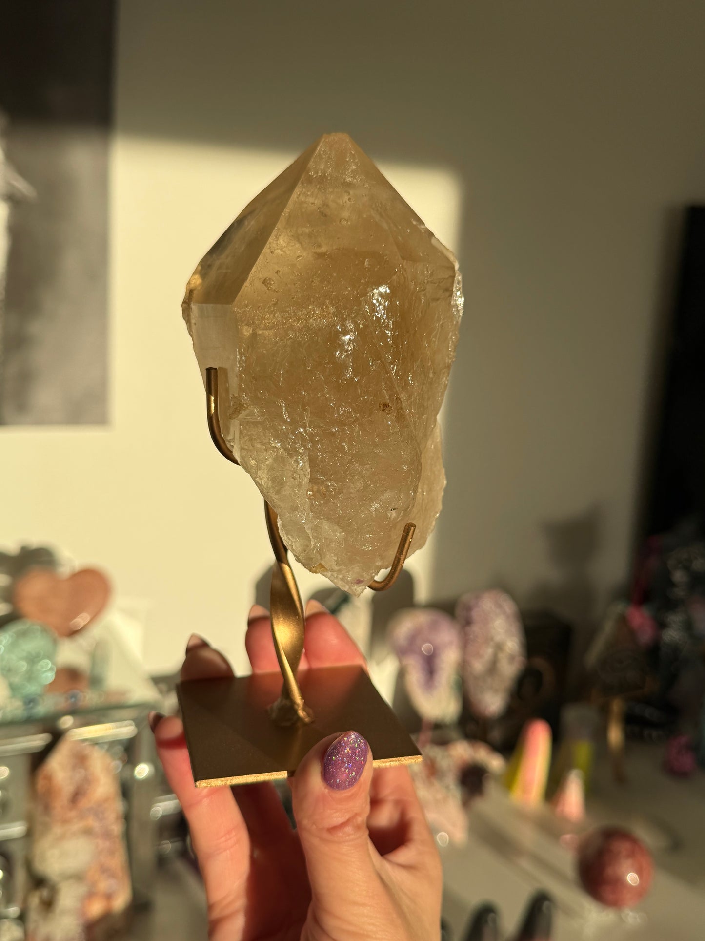 Natural Unpolished Citrine On Stand