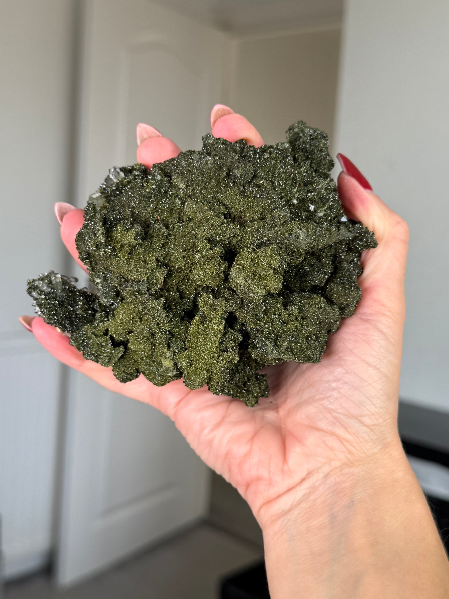 Large Epidote With Quartz Specimen With Stand