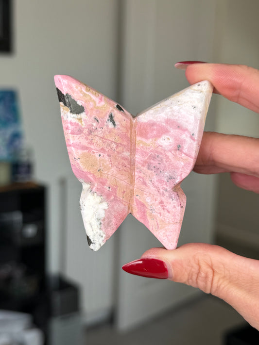 Peruvian Rhodonite Butterfly With Stand