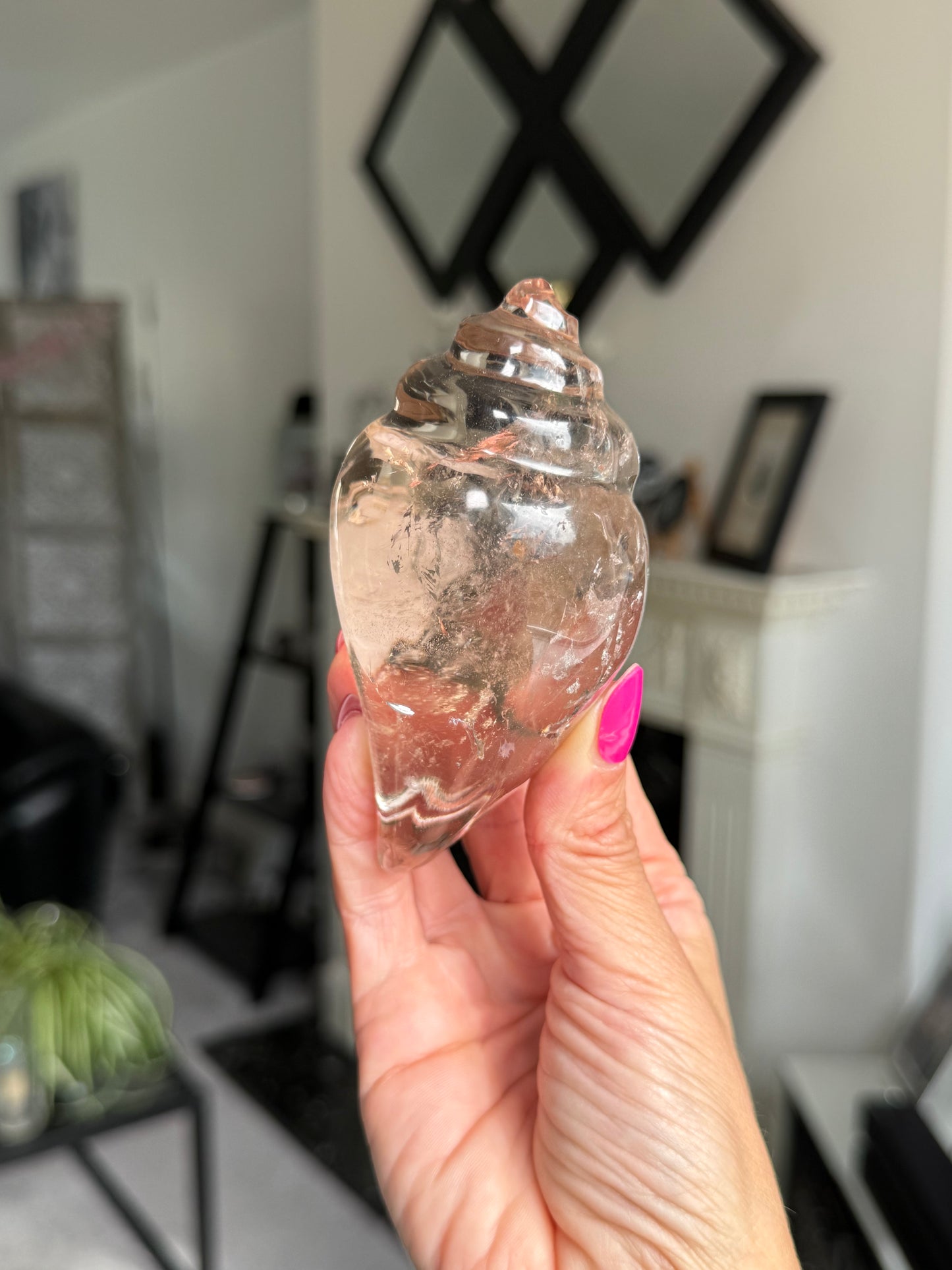 Master Carved Smokey Quartz Shell