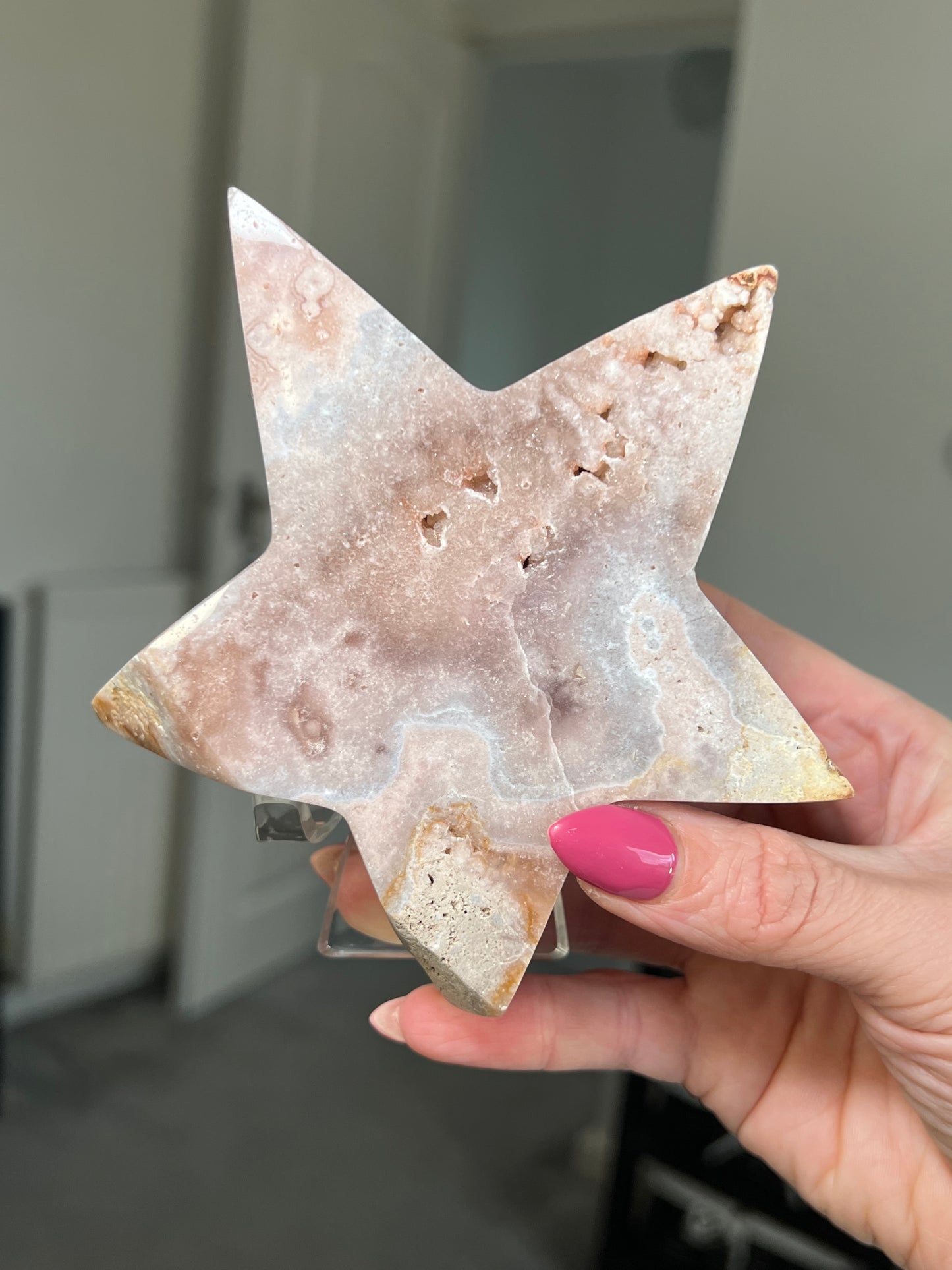 Pink Amethyst Star With Stand