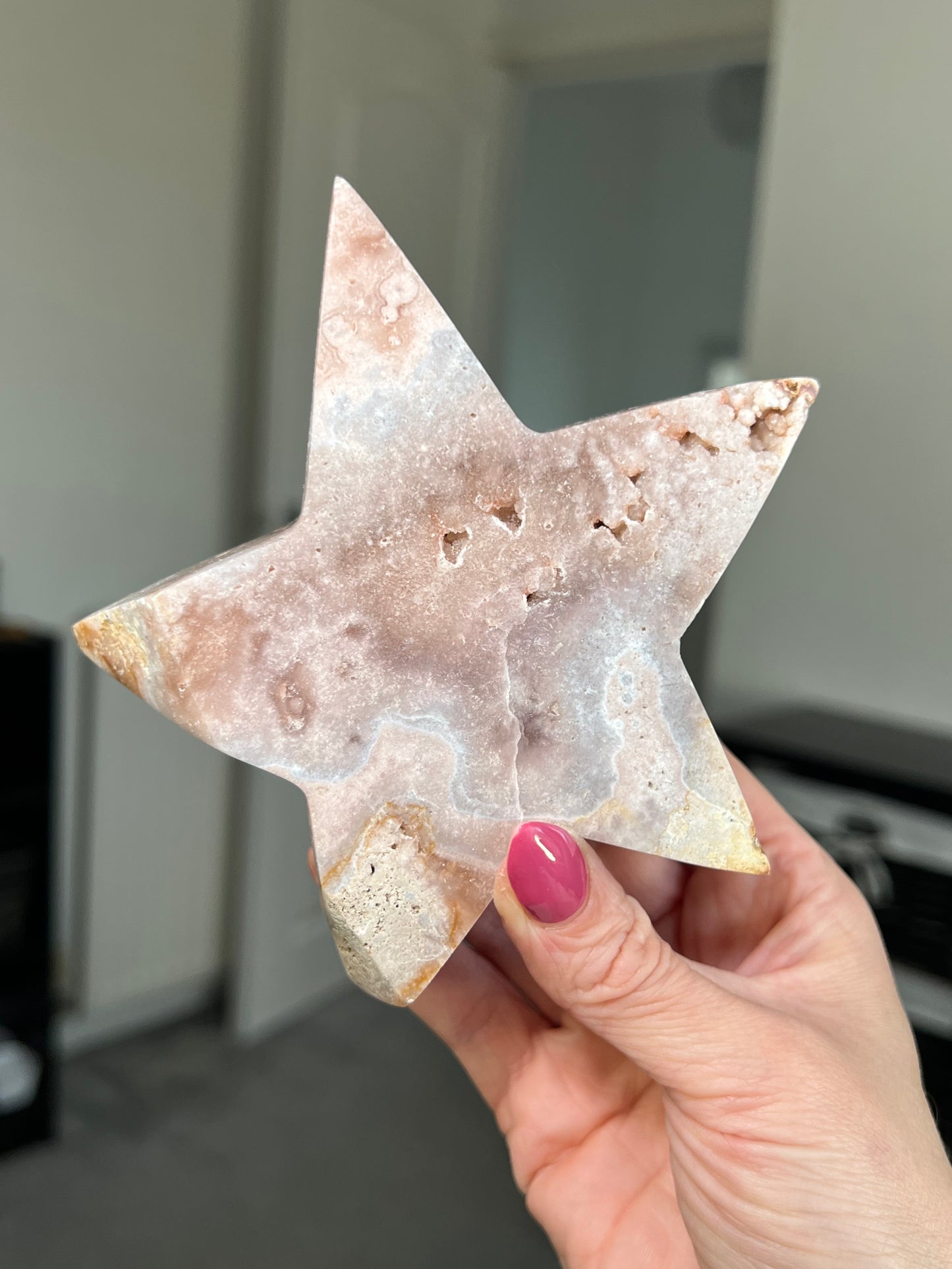 Pink Amethyst Star With Stand