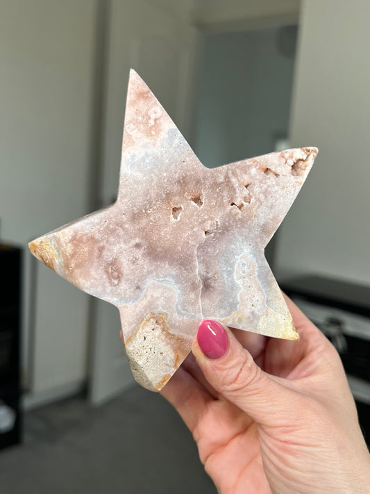 Pink Amethyst Star With Stand