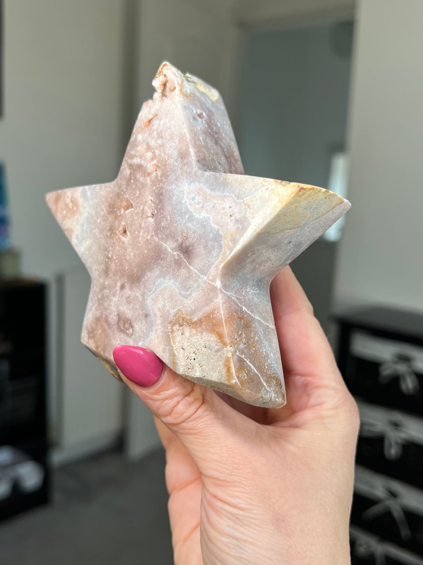 Pink Amethyst Star With Stand