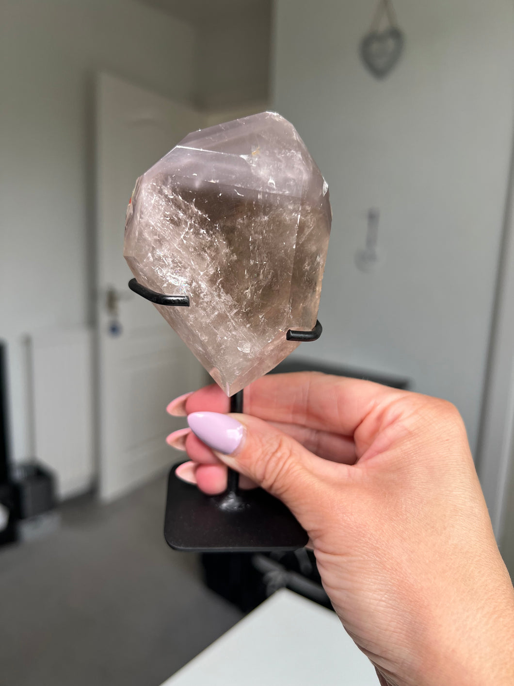 Smokey Quartz Pink Lithium Freeform On Stand ** Imperfect**