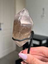 Load image into Gallery viewer, Smokey Quartz Pink Lithium Freeform On Stand ** Imperfect**
